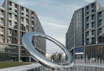 秦淮水簾圓環雕塑，直噴式旱地水景噴泉雕塑