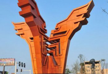 淄博城市精神堡壘雕塑，抽象建筑元素，廣場景觀雕塑小品
