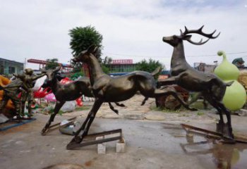 榆林戶外小鹿批發，動物雕塑，梅花鹿銅雕塑供求