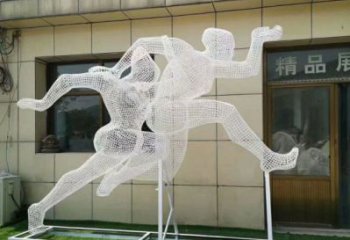 和田鏤空體育雕塑供求，白鋼構(gòu)件，鐵藝人物雕塑觀賞型